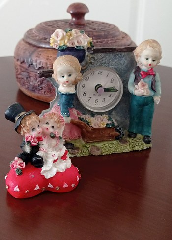 Renkli antik Pembe Biblo Seti Saatli - Görsel 2