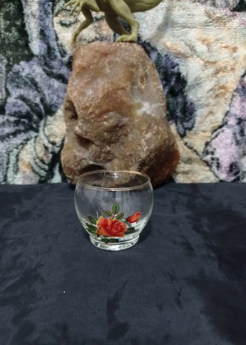 Renkli Gül Desenli Cam Bardak - Görsel 2