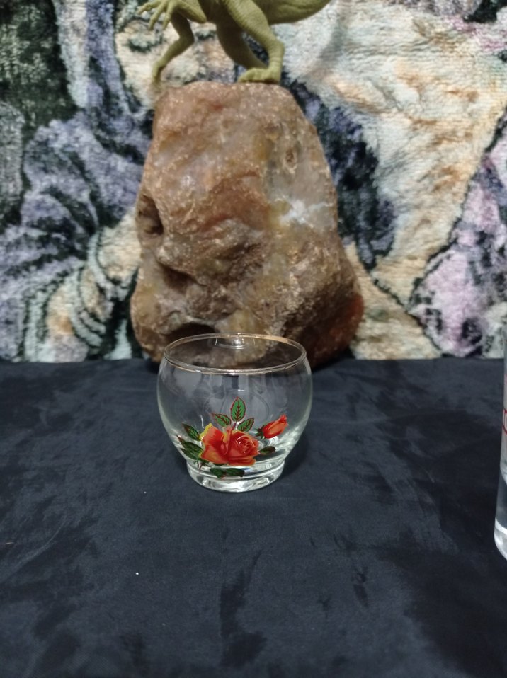 Renkli Gül Desenli Cam Bardak - Görsel 2