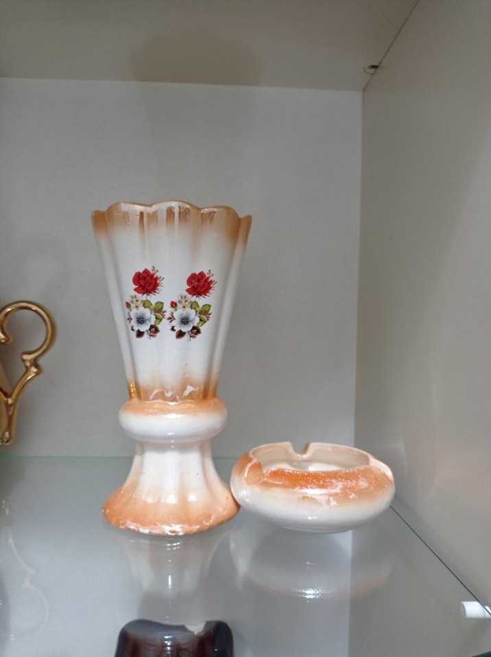 Çiçek Desenli Beyaz Vazo takimi - Görsel 5