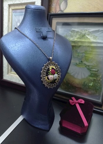 Nakış İşlemeli Zincir Detaylı Bohem Kolye - Görsel 2