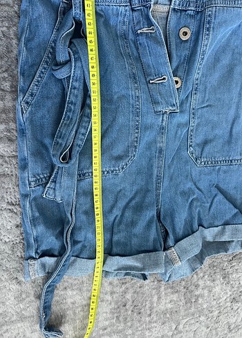 Düğmeli Kısa Kollu Kadın Denim Tulum - Görsel 5