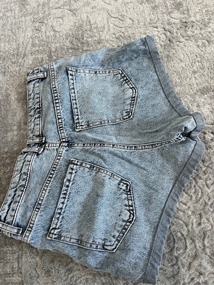 Açık mavi Kadın Kot Şort - Görsel 3