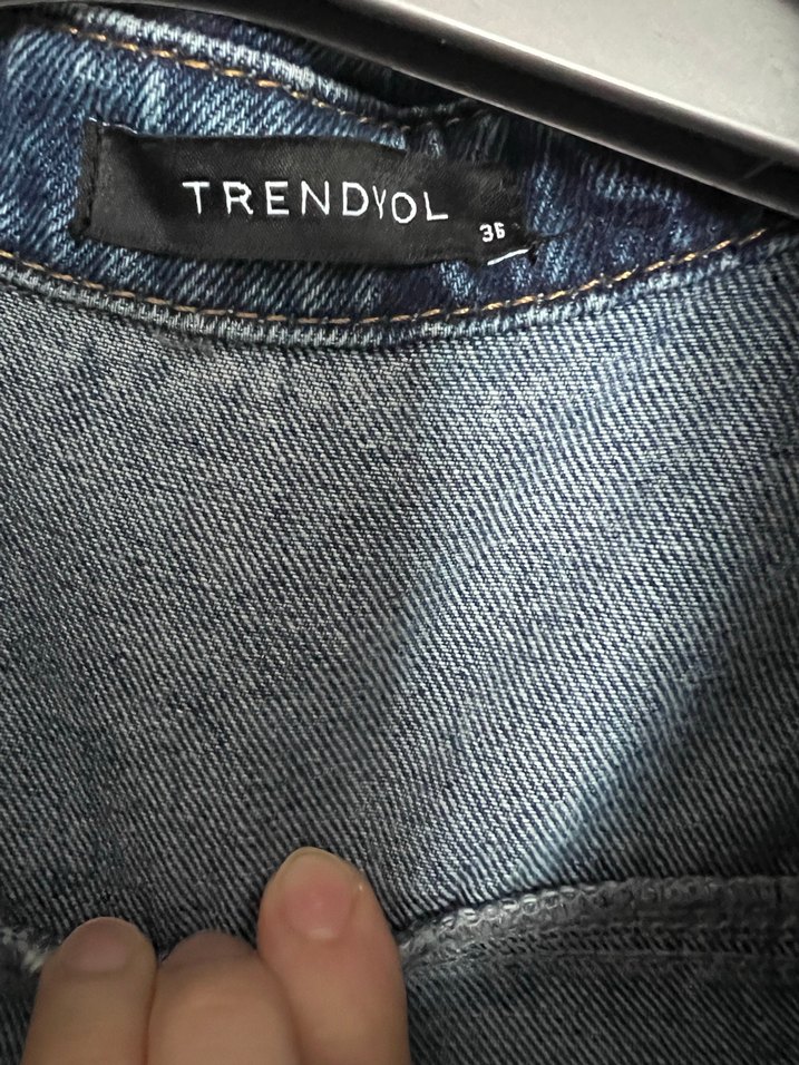 Kemer Detaylı Lacivert Denim Tulum - Görsel 3