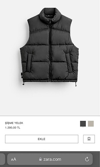 ZARA SIFIRDAN FARKSIZ YELEK