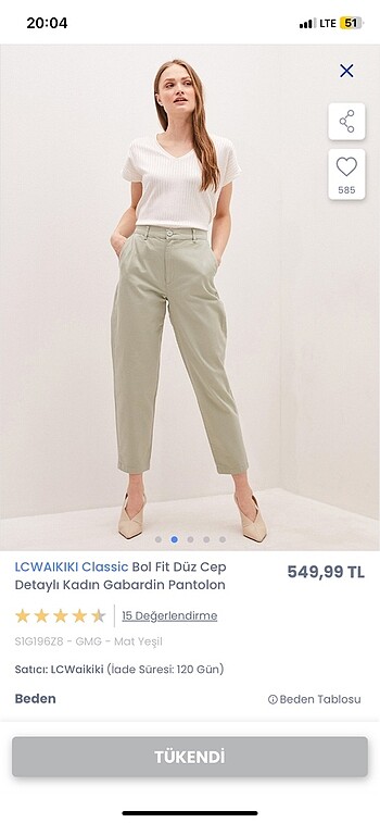 LC Waikiki Su yeşili boyfriend pantolon