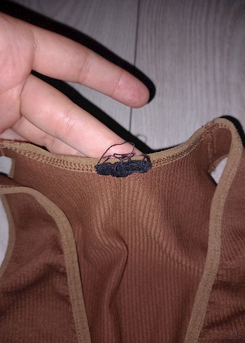 s Beden kahverengi Renk Kahverengi V Yaka Fit Crop Top
