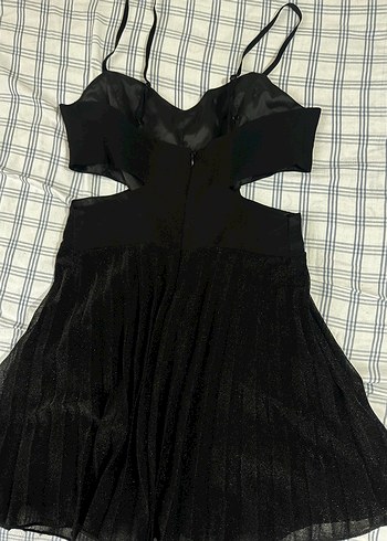 Siyah Pilili Mini Abiye Elbise - Görsel 2