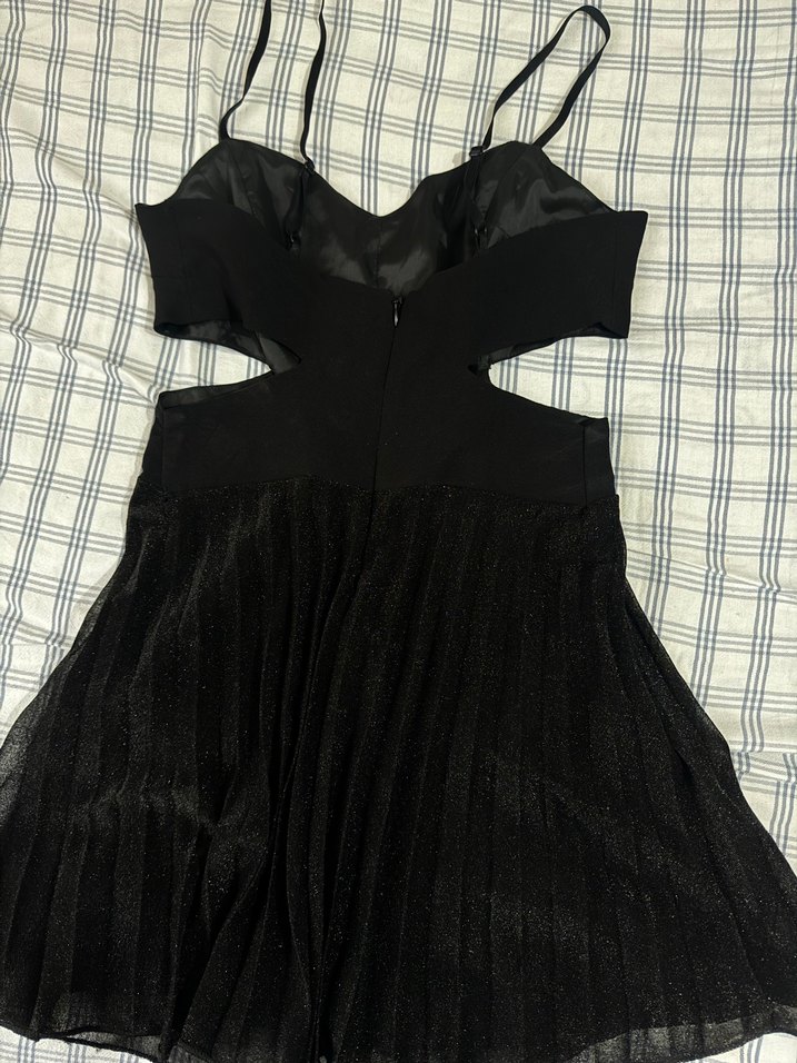 Siyah Pilili Mini Abiye Elbise - Görsel 2