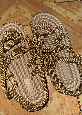 Kadın Bohem Tarzı Kahverengi Dolgu Topuklu Sandalet - Görsel 4