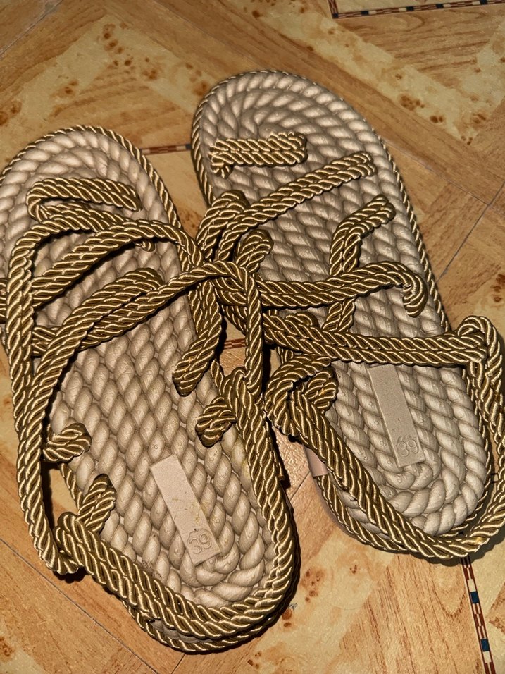 Kadın Bohem Tarzı Kahverengi Dolgu Topuklu Sandalet - Görsel 4