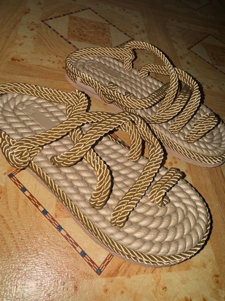 Kadın Bohem Tarzı Kahverengi Dolgu Topuklu Sandalet - Görsel 2