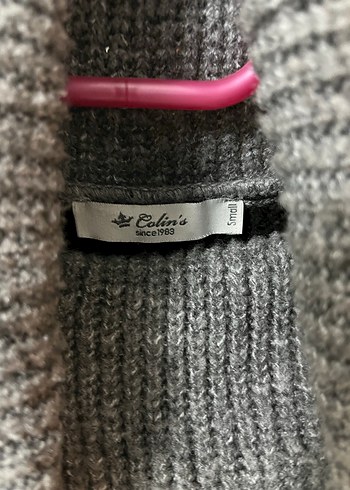 Gri Siyah Çizgili Boğazlı Kadın Kazak - Görsel 4