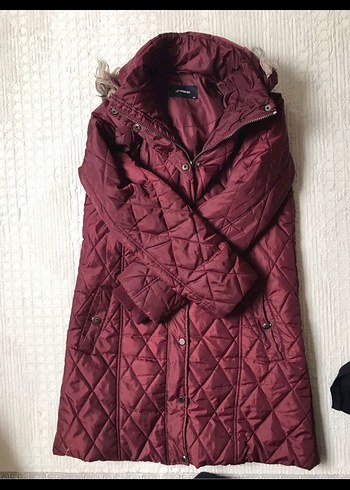 Bordo Kapüşonlu Kadın Kışlık Mont - Görsel 4