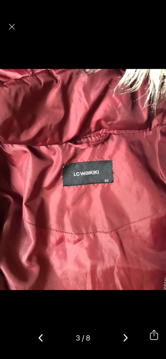 Bordo Kapüşonlu Kadın Kışlık Mont - Görsel 5