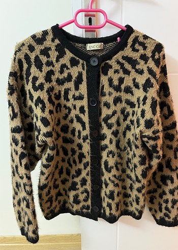 Leopar Desenli Örme Kadın Hırka - Görsel 2