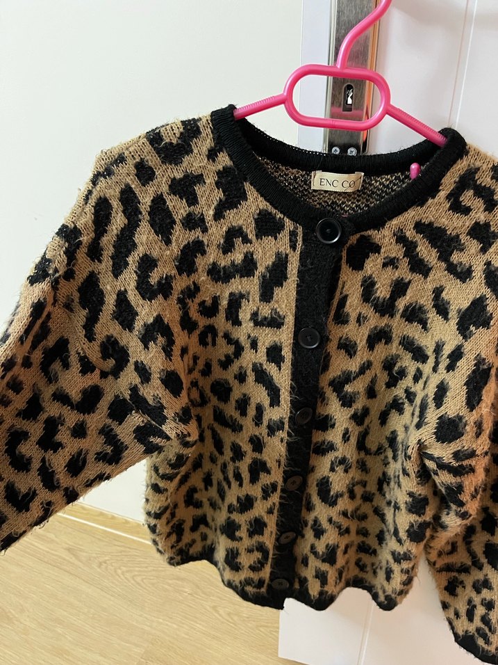 Leopar Desenli Örme Kadın Hırka - Görsel 3