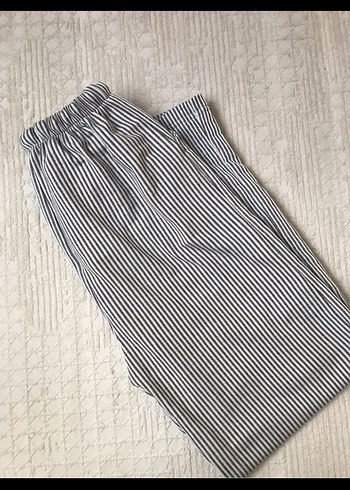 Çizgili Kadın Bol Kesim Pantolon - Görsel 3