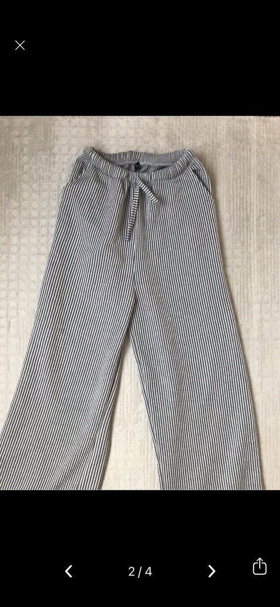 Çizgili Kadın Bol Kesim Pantolon - Görsel 2