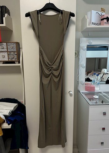 Bej Kolsuz Uzun Elbise - Görsel 2