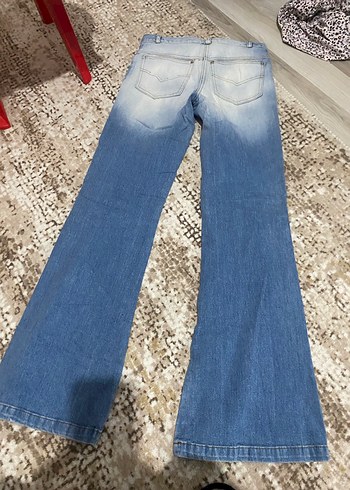 Gri Tonlu Batik Desenli Kadın Bol Kesim Midi Kot - Görsel 4