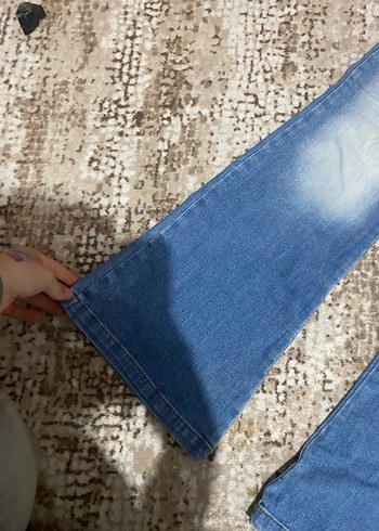 Gri Tonlu Batik Desenli Kadın Bol Kesim Midi Kot - Görsel 2