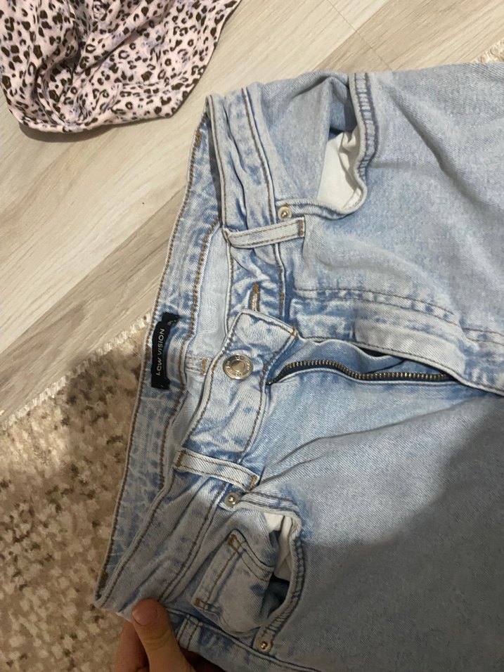 Kadın Mavi Rahat Kesim Midi Kot Pantolon - Görsel 5