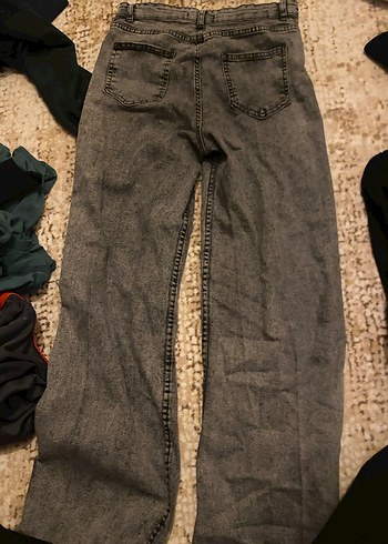 Gri Bol Kesim Midi Kadın Kot Pantolon - Görsel 2