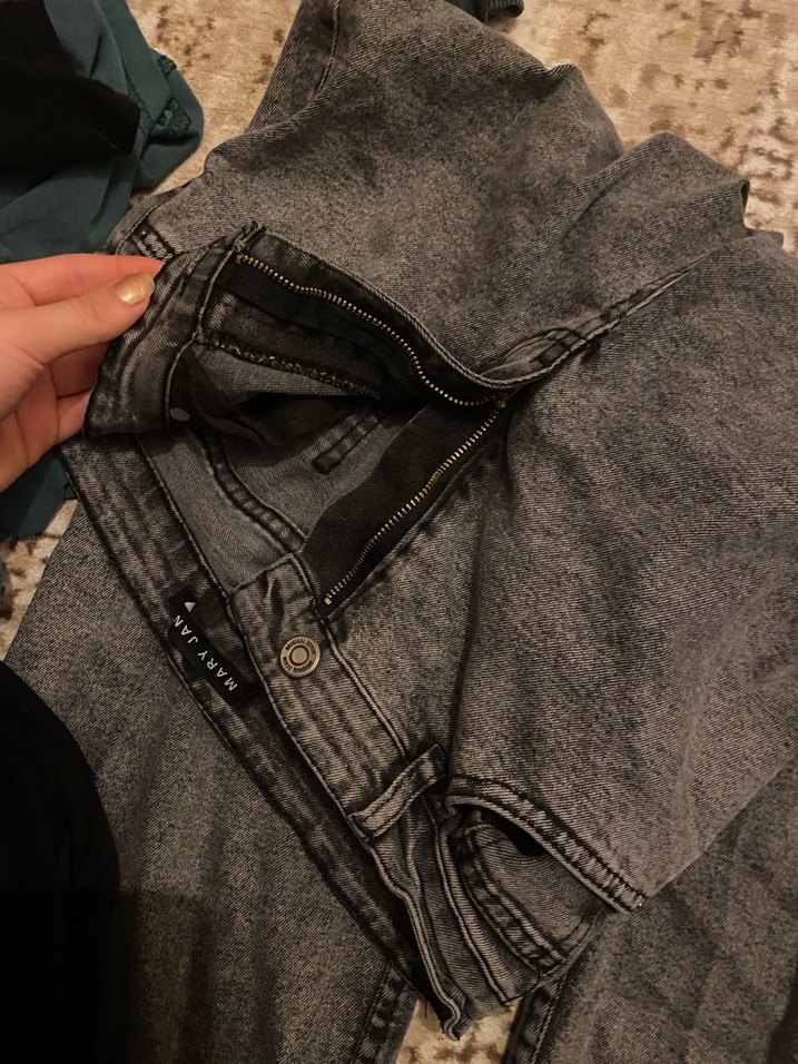 Gri Bol Kesim Midi Kadın Kot Pantolon - Görsel 3