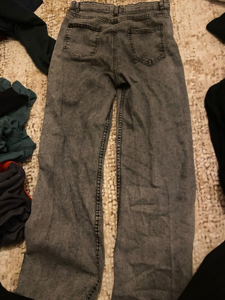 Gri Bol Kesim Midi Kadın Kot Pantolon - Görsel 2