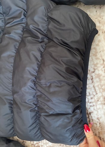 Siyah Kadın Midi Boy Kışlık Fermuarlı Ceket - Görsel 9