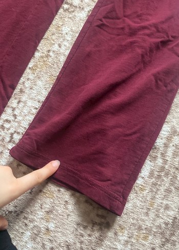 Bordo Fermuarlı Kadın Eşofman Altı - Görsel 2