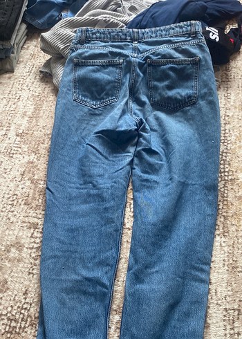 Kadın Mavi Bol Kesim Midi Kot Pantolon - Görsel 5