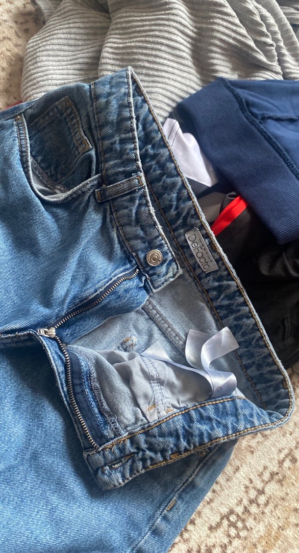 Kadın Mavi Bol Kesim Midi Kot Pantolon - Görsel 3