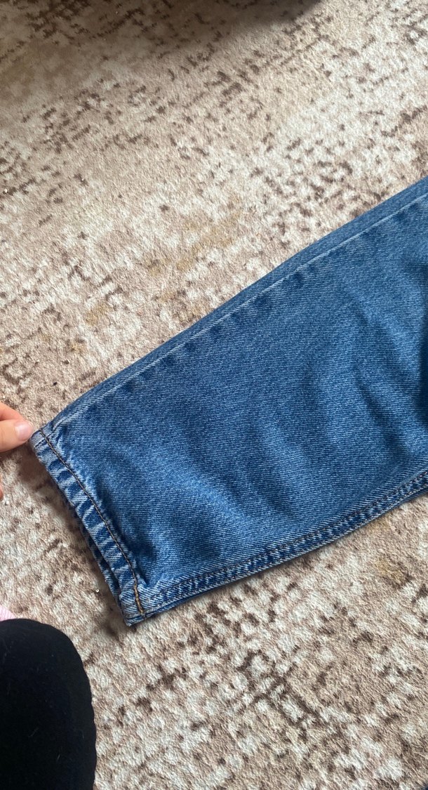 Kadın Mavi Bol Kesim Midi Kot Pantolon - Görsel 2