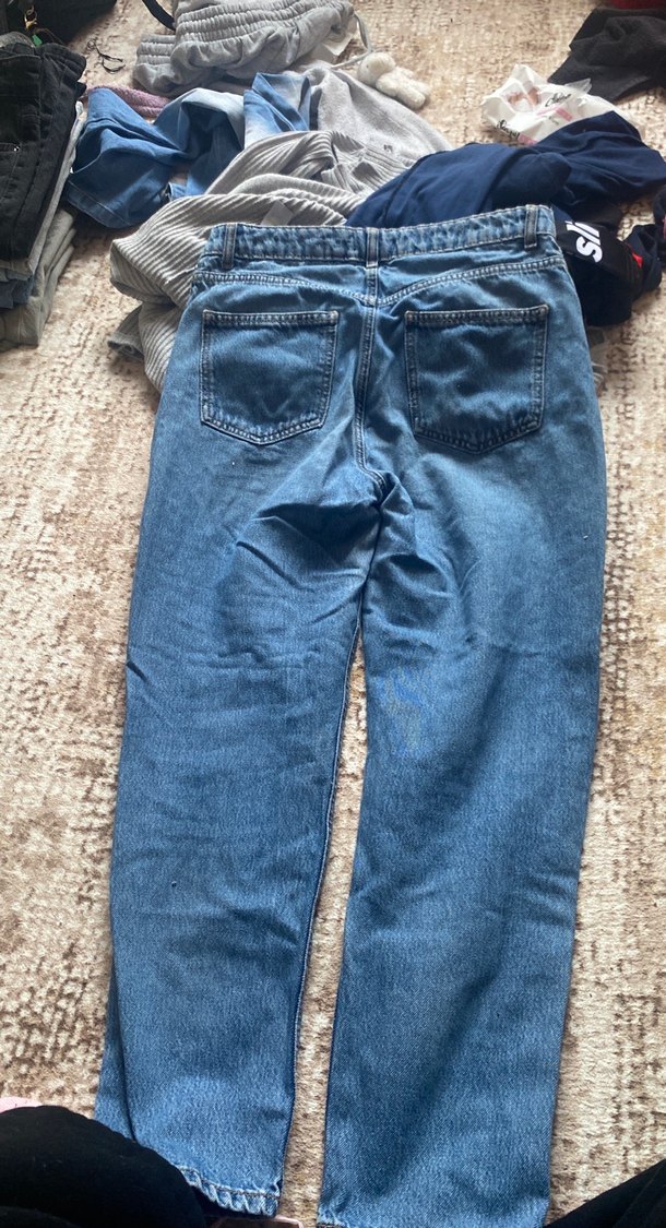 Kadın Mavi Bol Kesim Midi Kot Pantolon - Görsel 5