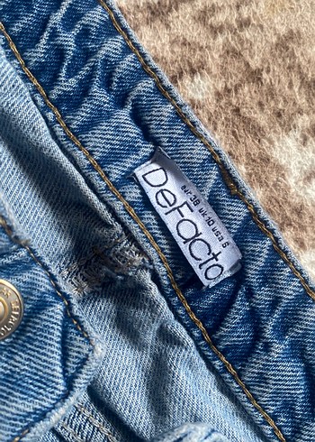 Kadın Mavi Geniş Paça Denim Pantolon - Görsel 4