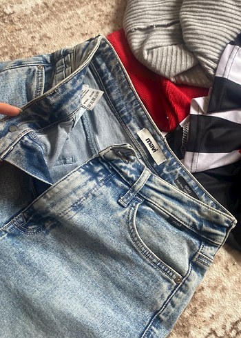 Gri Midi Boy Bol Kesim Kot Pantolon - Görsel 3