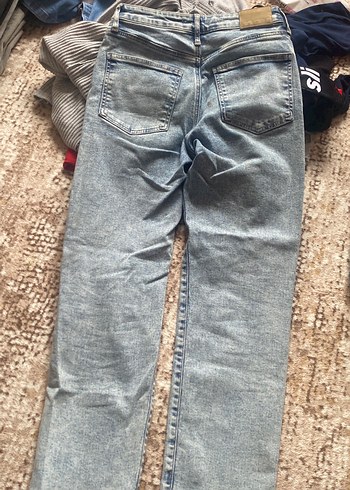 Gri Midi Boy Bol Kesim Kot Pantolon - Görsel 4