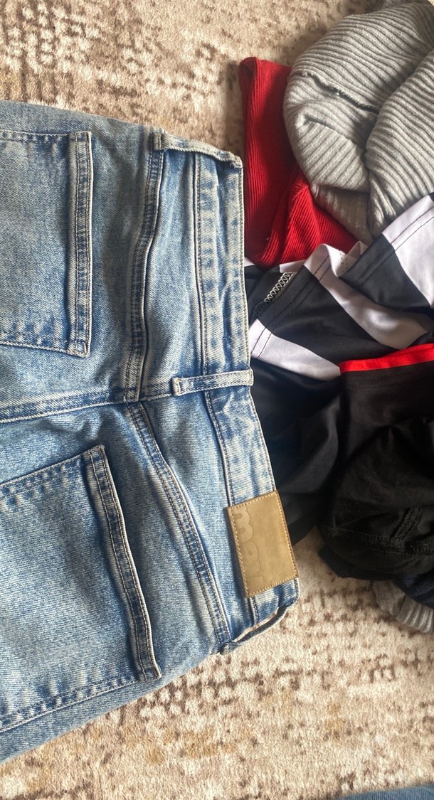 Gri Midi Boy Bol Kesim Kot Pantolon - Görsel 5