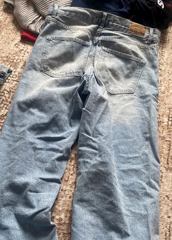 Kadın Gri Mavi Bol Kesim Midi Kot Pantolon - Görsel 7