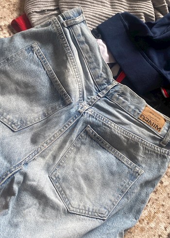 Kadın Gri Mavi Bol Kesim Midi Kot Pantolon - Görsel 8