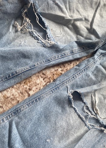 Kadın Gri Mavi Bol Kesim Midi Kot Pantolon - Görsel 3