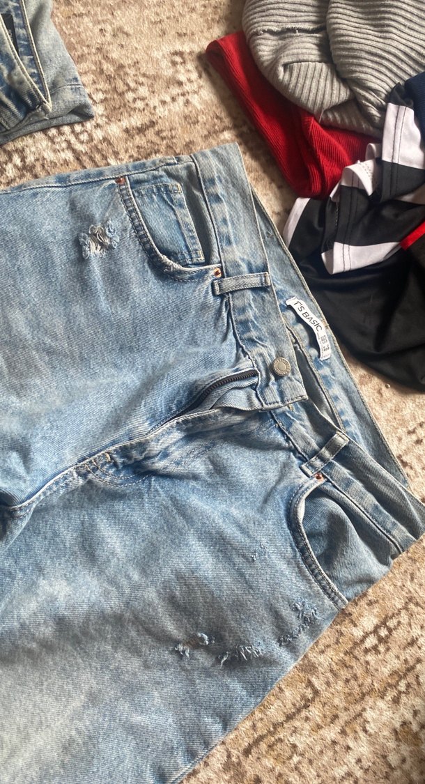 Kadın Gri Mavi Bol Kesim Midi Kot Pantolon - Görsel 4