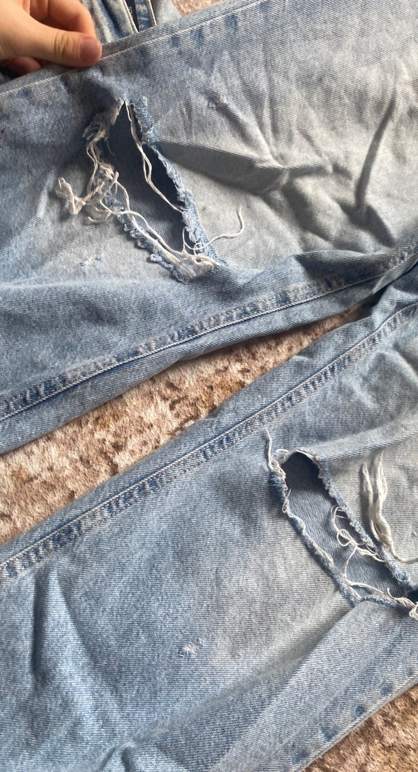 Kadın Gri Mavi Bol Kesim Midi Kot Pantolon - Görsel 3