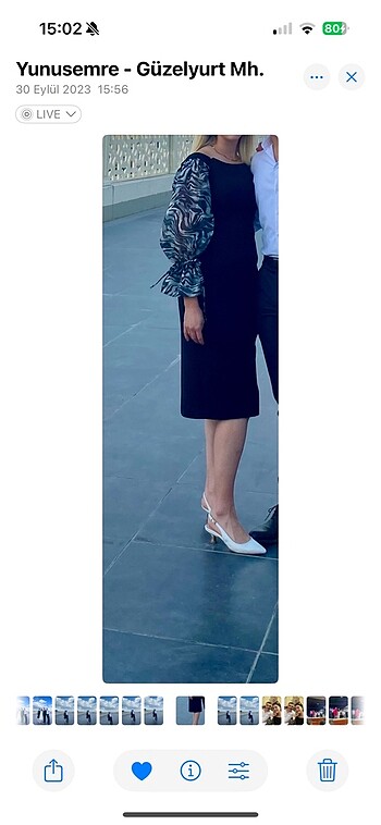 Siyah kolları desenli elbise