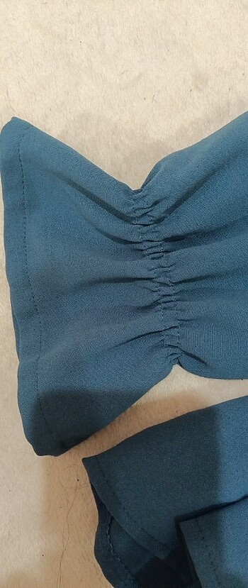 Forte_Forte Yazlık bluz ,mavi renk, kolu lastikli ,v yaka, hem günlük , hem 