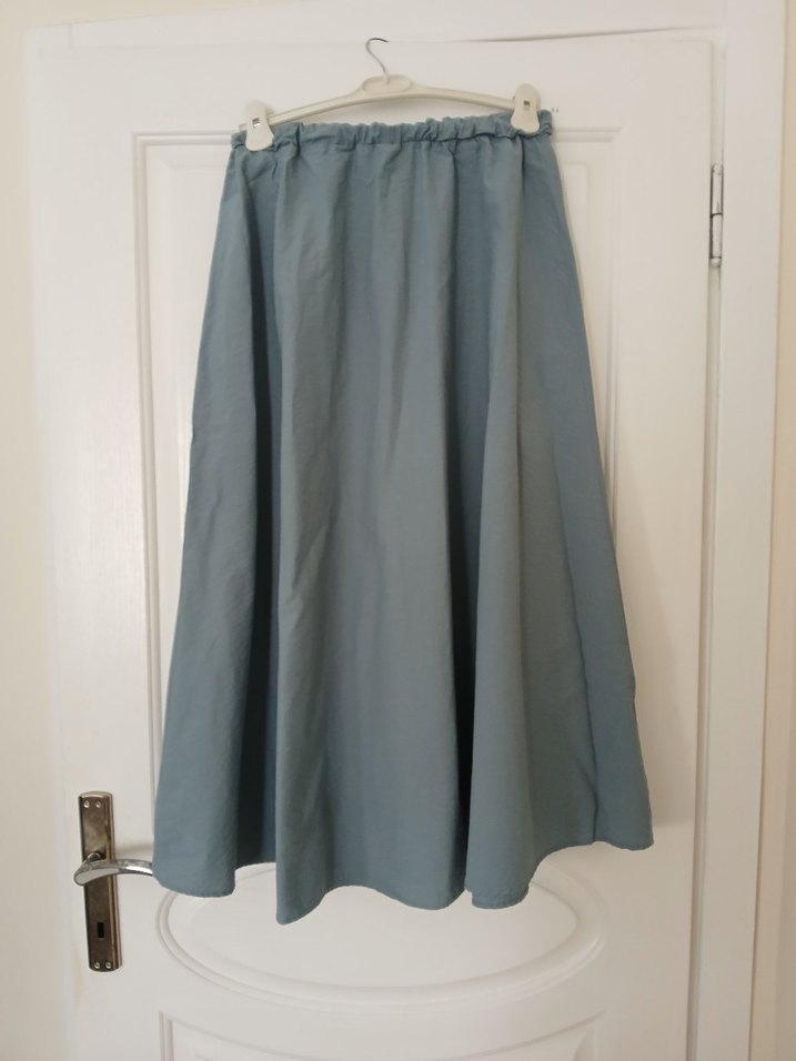 Mavi Rahat Kesim Kadın Keten Takım - Görsel 2