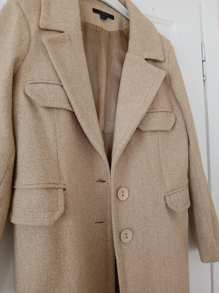 Bej Düğmeli Uzun Kaban - Görsel 2