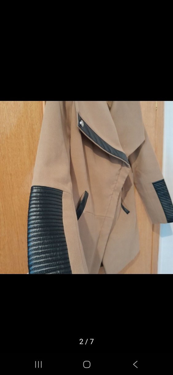 Kahverengi Kemerli Deri Kısa Kadın Ceket - Görsel 2